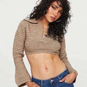 Princess Polly Peretti Rib Knit Sweater in Mocha